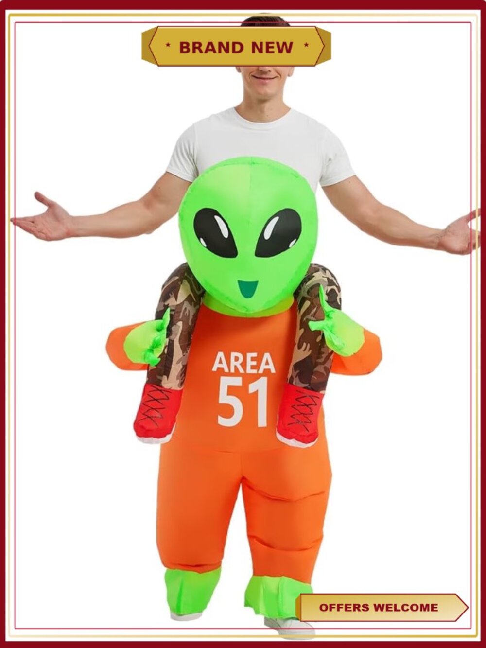 Inflatable Alien Costume for Adults Men Women Unisex Halloween Party Blow Up